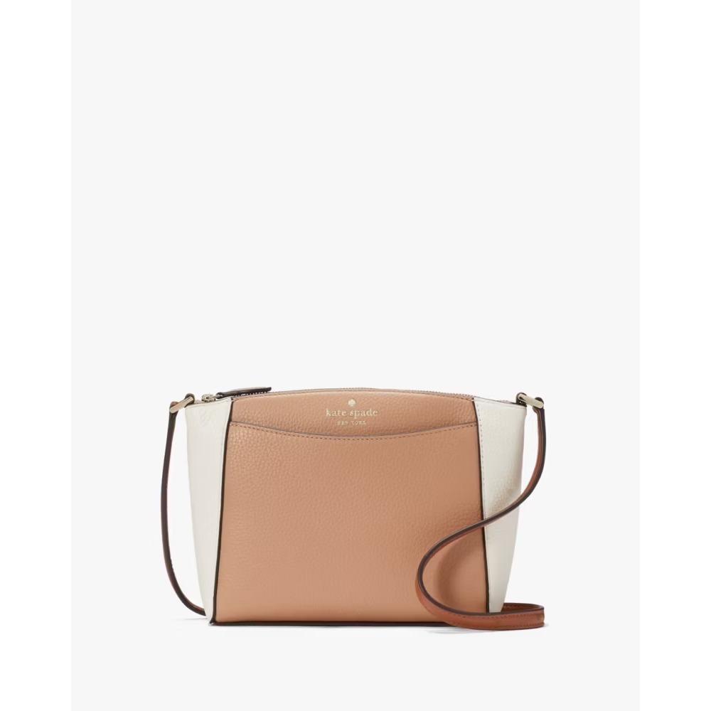 NWT Kate Spade Monica Small Crossbody Bag Purse Pebbled Leather Light‎ Fawn